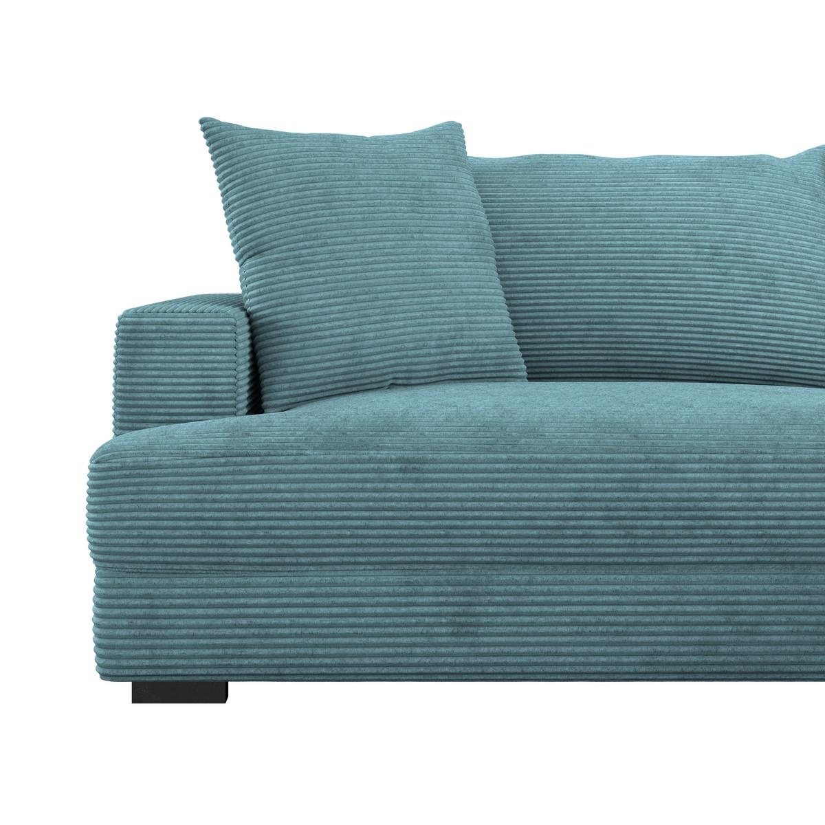 Rohová sedačka PELLE, pravá, tyrkysový menčester - čierna/tyrkysová, Modern, textil (265/180cm)