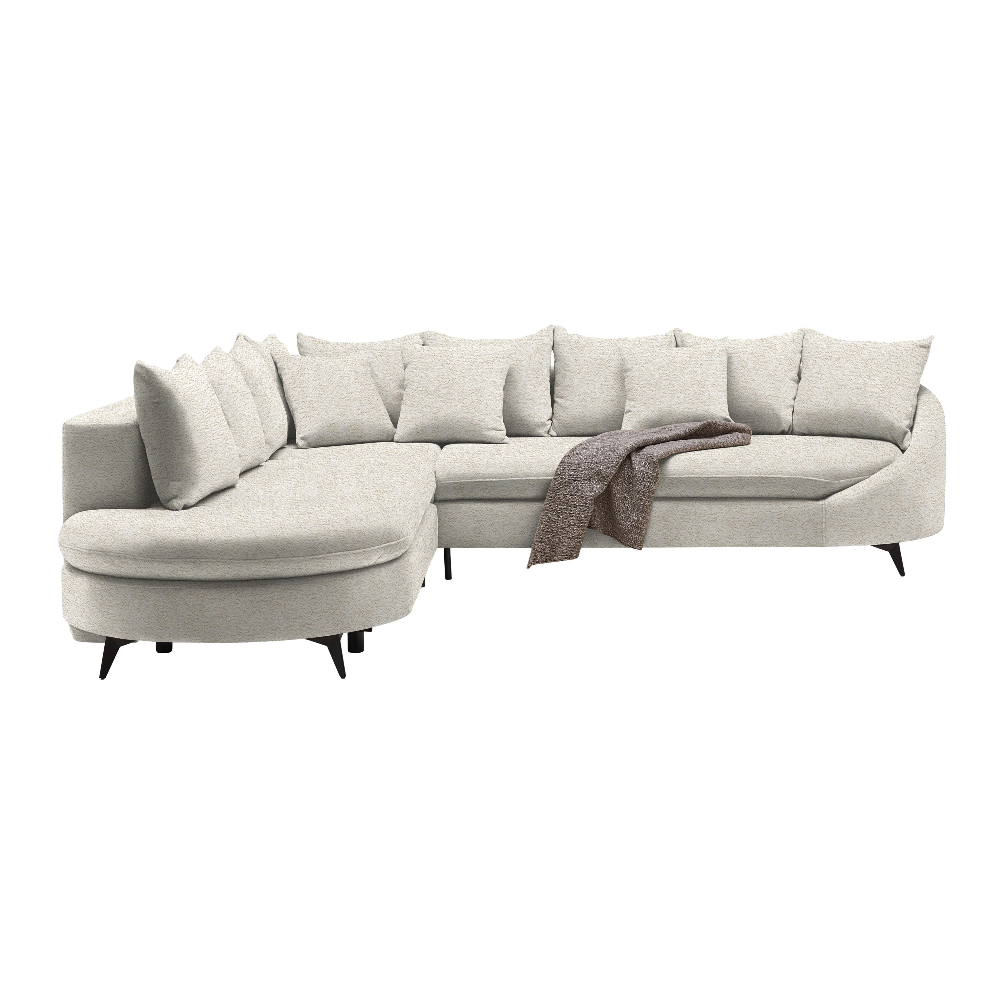 Rohová sedačka AXEL, levá, béžová tkanina - černá/béžová, Moderní, kov/textil (291/250cm) - Mömax