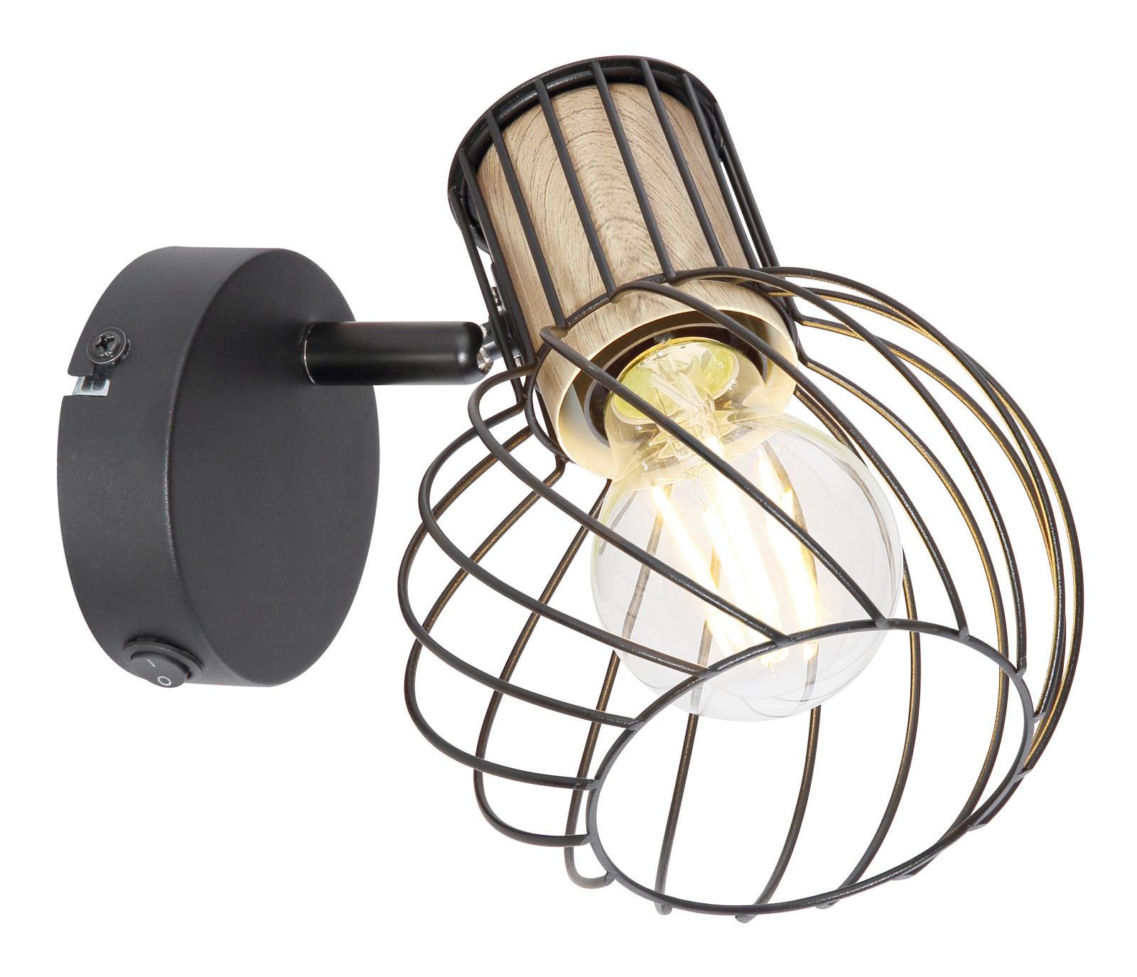 Strahler 54012-1s - Schwarz/Braun, KONVENTIONELL, Holz/Metall (12/16.5/16cm) - Globo