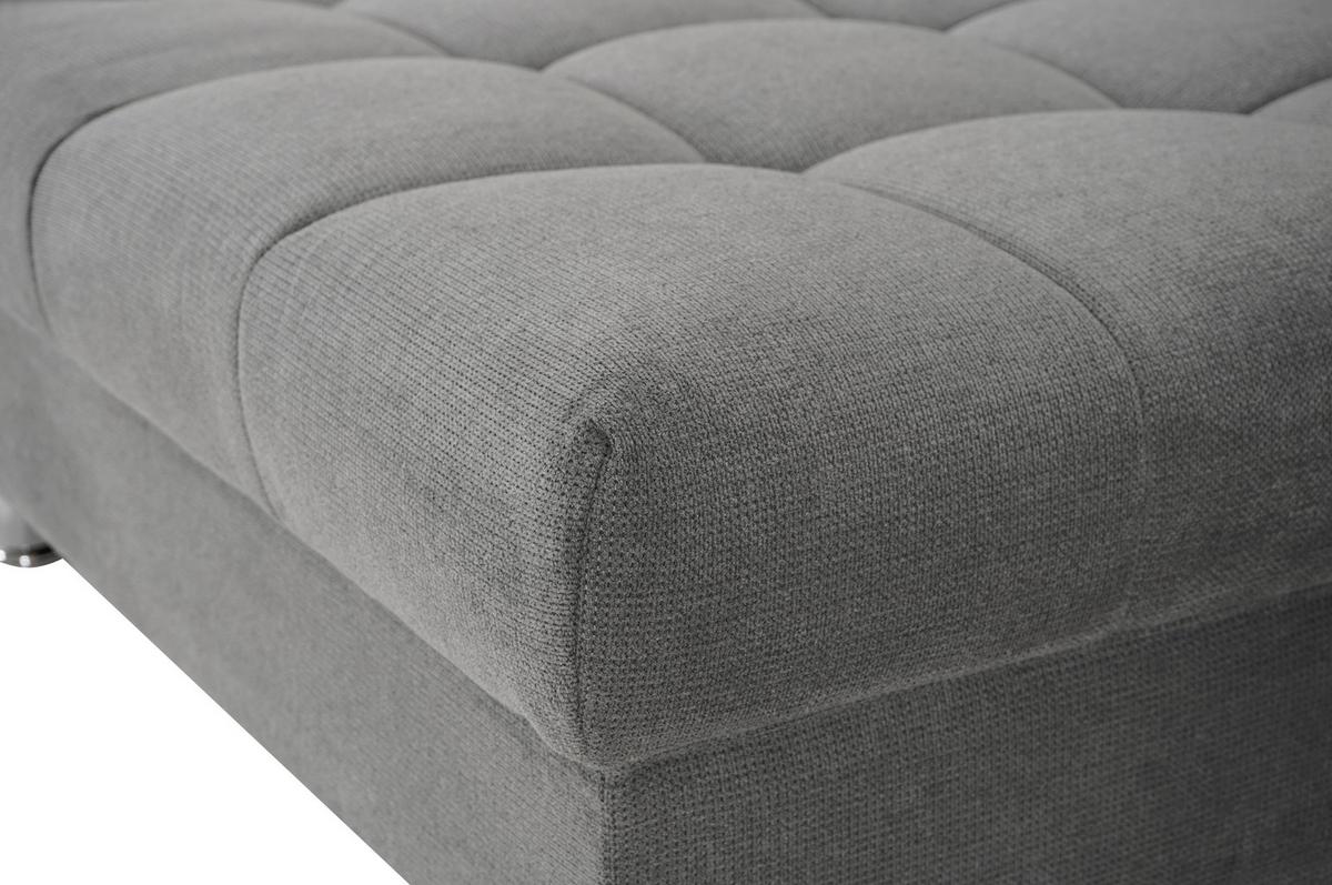 Rohová sedačka ERICE, ľavá, tmavosivá - sivá/chrómová, Design, textil/plast (198/312cm)
