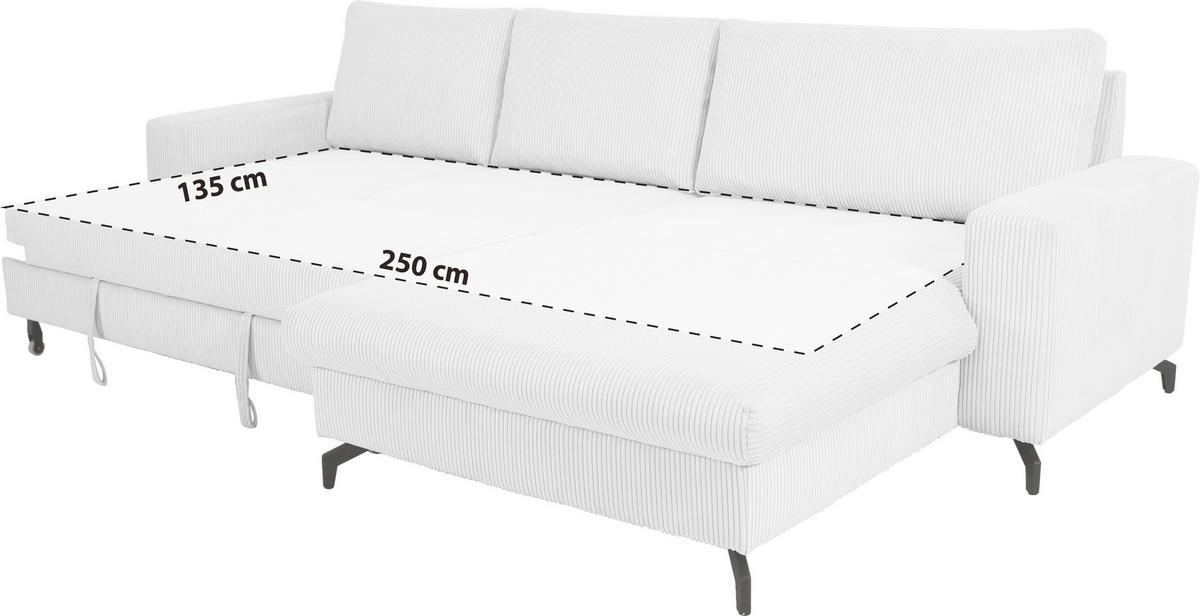 Ecksofa mit Schlaffunktion & Bettkasten Cloud Senfgelb Cord - Senfgelb, Trend, Textil (290/178cm)