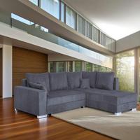 Ecksofa Lars Dunkelgrau S: 260x218 cm - Chromfarben/Dunkelgrau, Design, Holzwerkstoff/Textil (260/218cm) - P & B