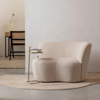RÉCAMIERE Stone Creme B: 112cm - Creme/Schwarz, MODERN, Textil (112/73/80cm) - Livetastic