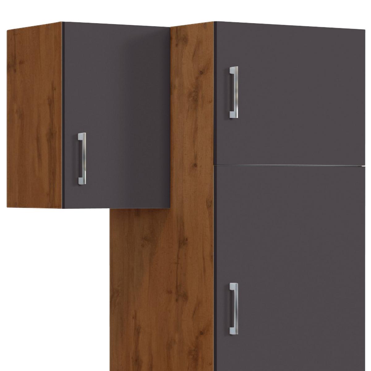 Küchenzeile Sorrento ohne Geräte B: 210 cm Anthrazit - Anthrazit/Eiche Wotan, MODERN, Holzwerkstoff (210cm) - Held