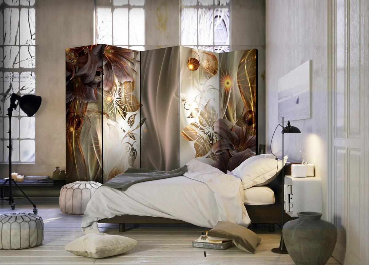 Paravent Sandfarben Cognac Gelb B:225cm - Sandfarben/Cognac, Basics, Holz/Textil (225/172/3cm) - artgeist