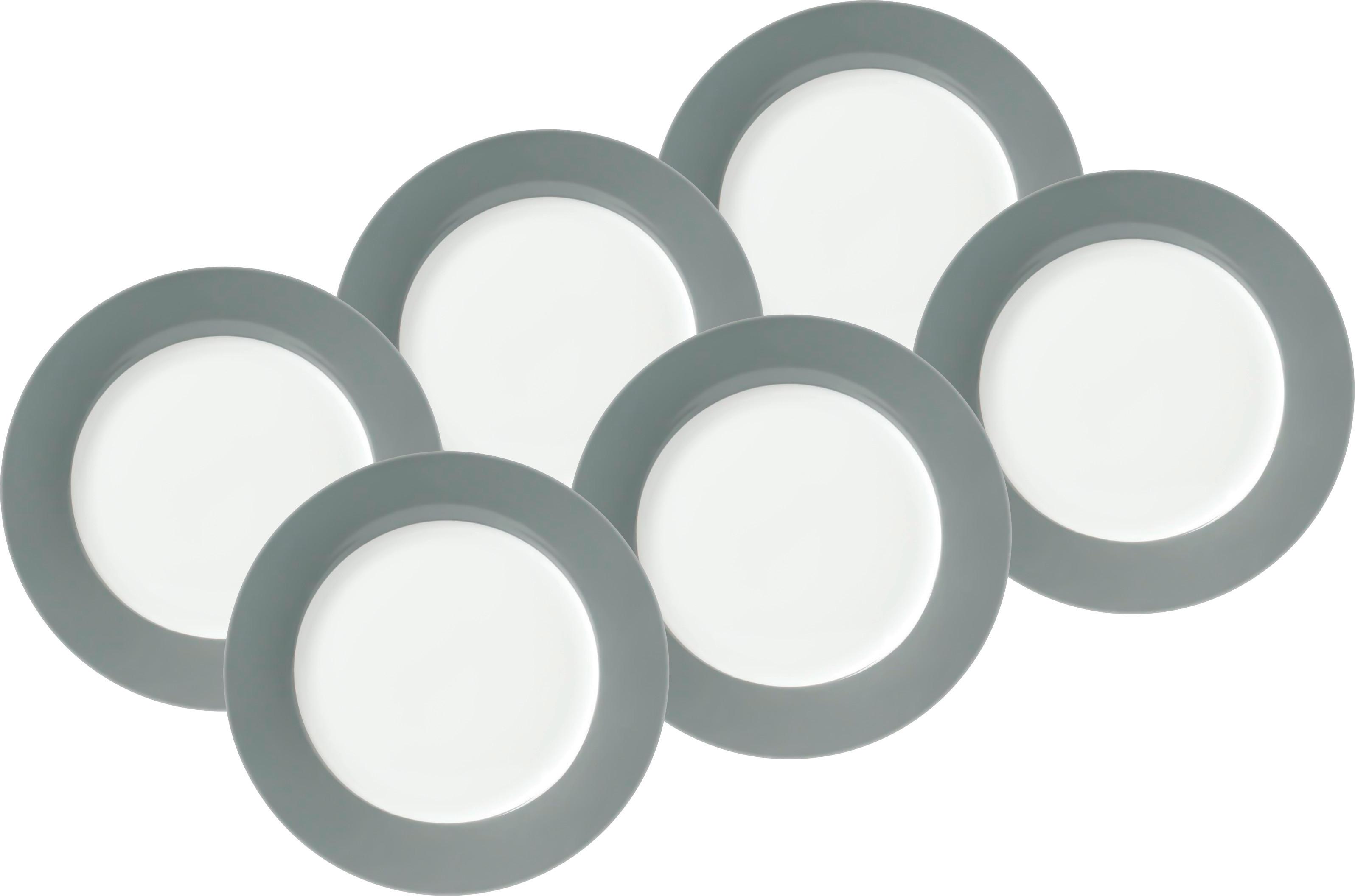 Desserttellerset Grau Weiß 6-Teilig D: 20 Cm - Weiß/Grau, Basics, Keramik (20cm) - Van Well