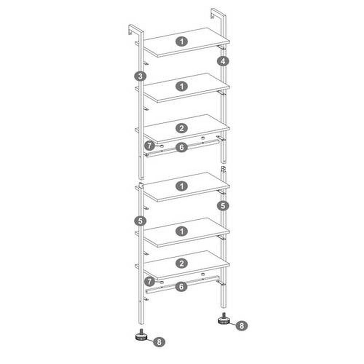Regal Regal B: 60 cm Braun/Schwarz - Schwarz/Braun, Trend, Holzwerkstoff (60/204,8/30cm) - Boxxx