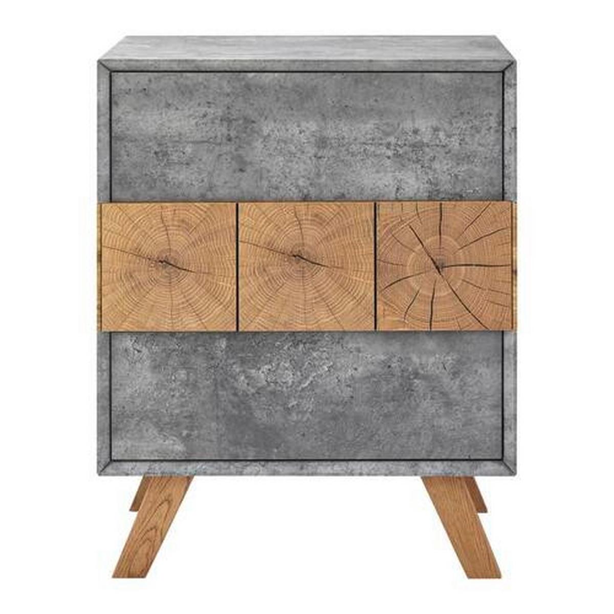 Nočný stolík CASPER - sivá/farba duba, Modern, drevo (60/75/40cm) - Bessagi Home