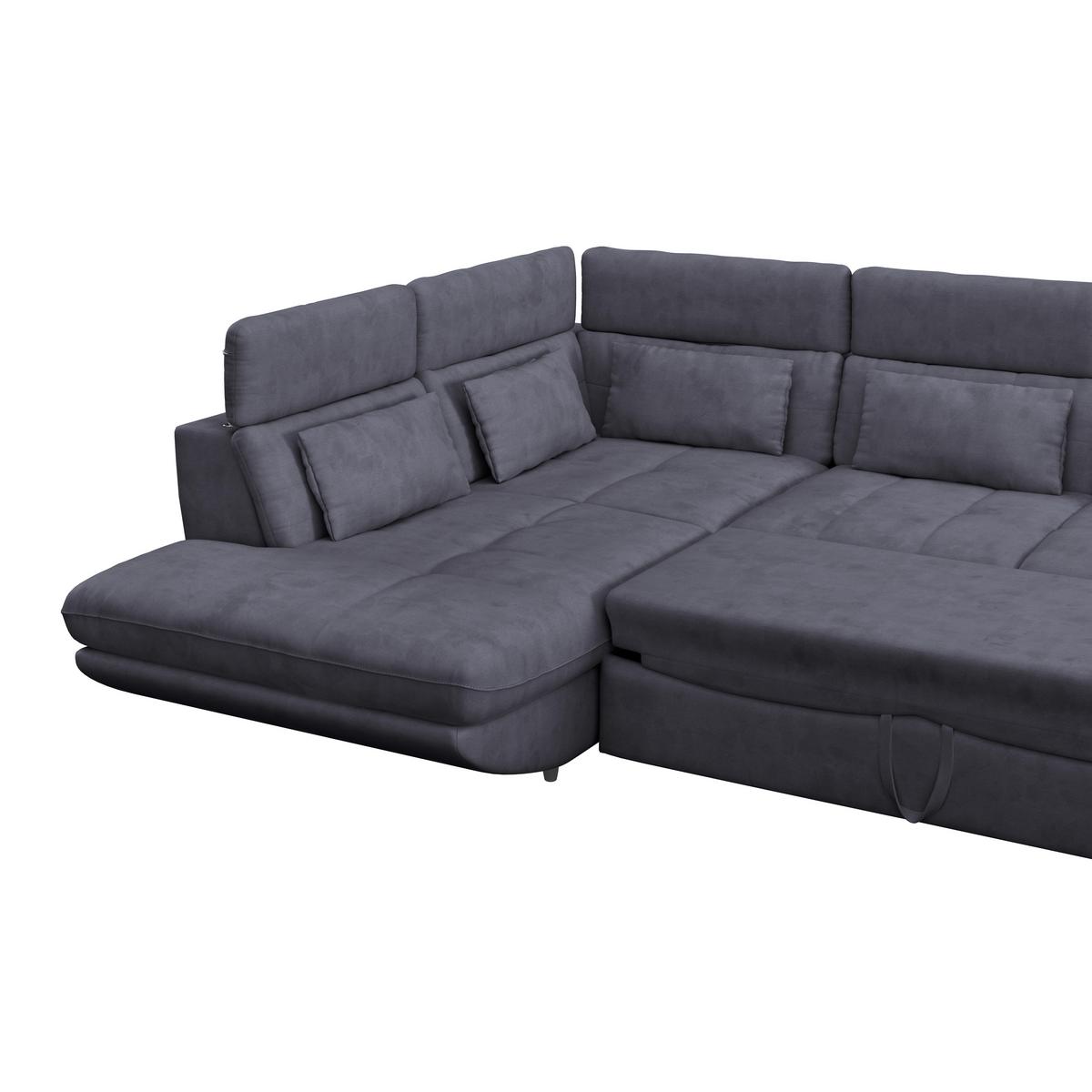 Wohnlandschaft Park - Schwarz/Dunkelblau, MODERN, Textil (311/233cm) - Luca Bessoni