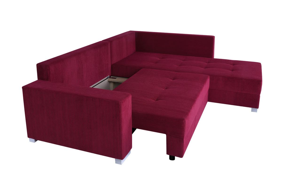 Univerzální sedačka LARS, červený / tmavě šedý manšestr - černá/tmavě šedá, Design, kompozitní dřevo/textil (260/218cm) - P & B