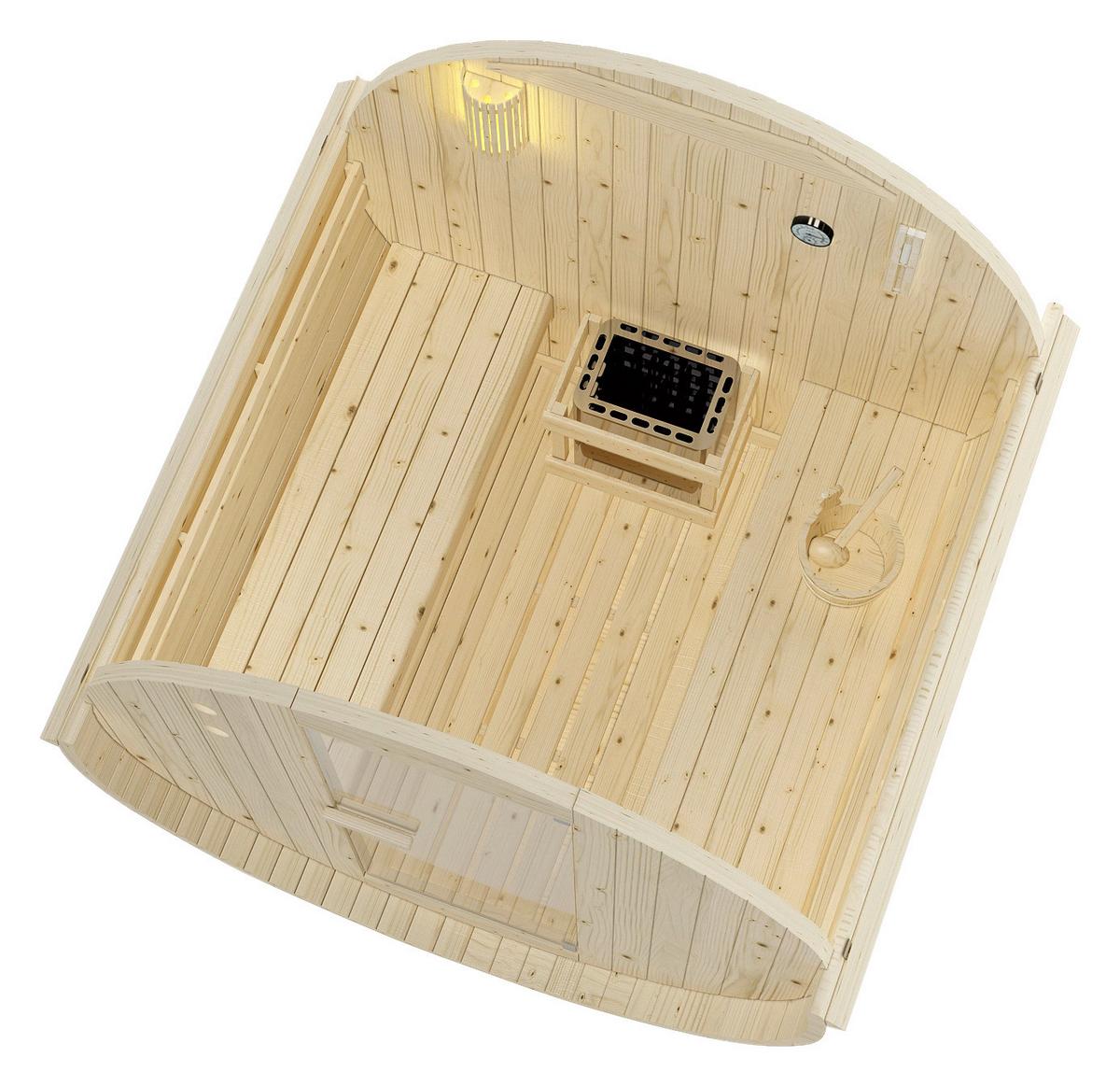 Saunafass Tromsö Fichtefarben B: 180 Cm - Fichtefarben, KONVENTIONELL, Glas/Holz (189/180/191,5cm) - Sanotechnik