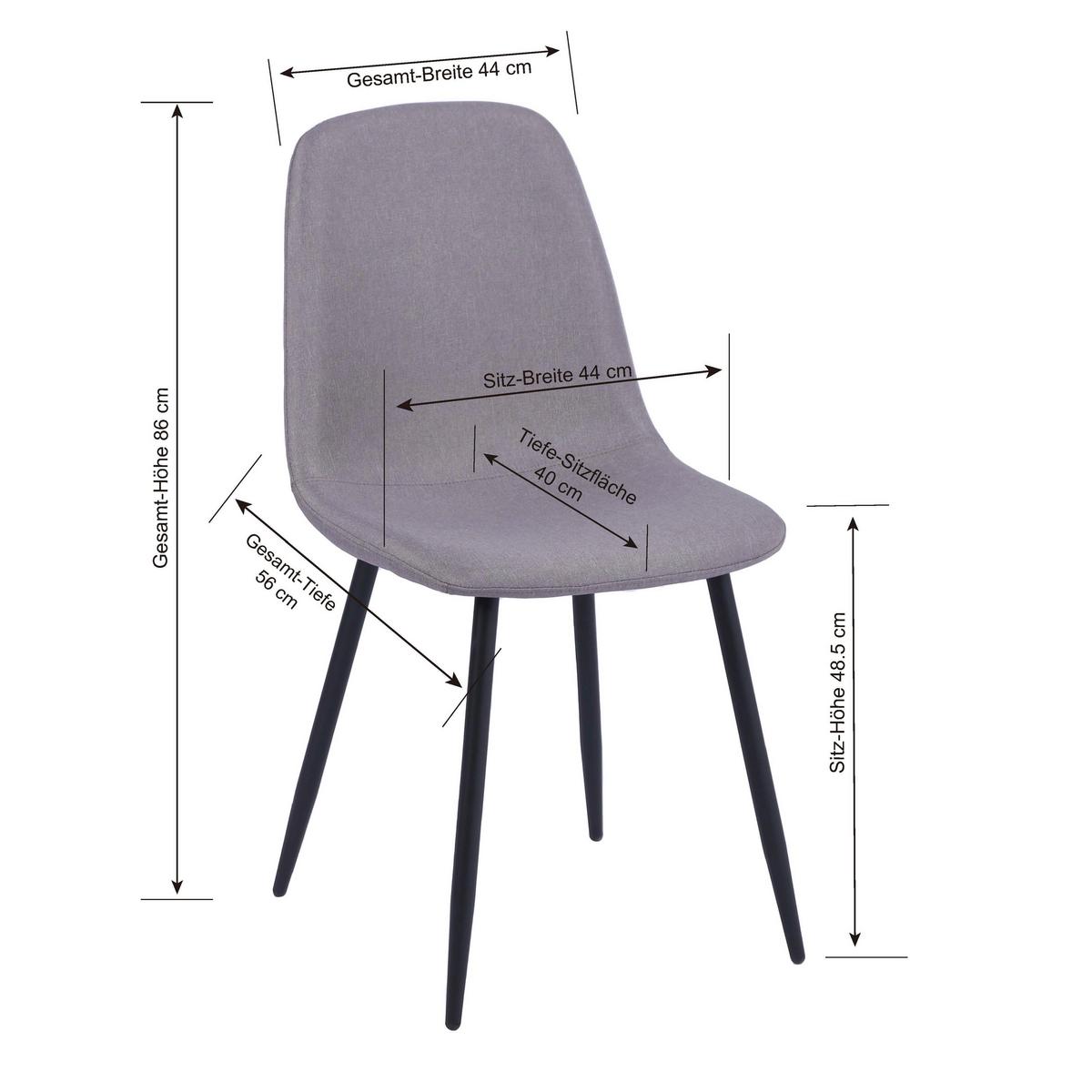 Négylábú Szék Mona - fekete/szürke, Modern, textil/fa (44/87/56cm)