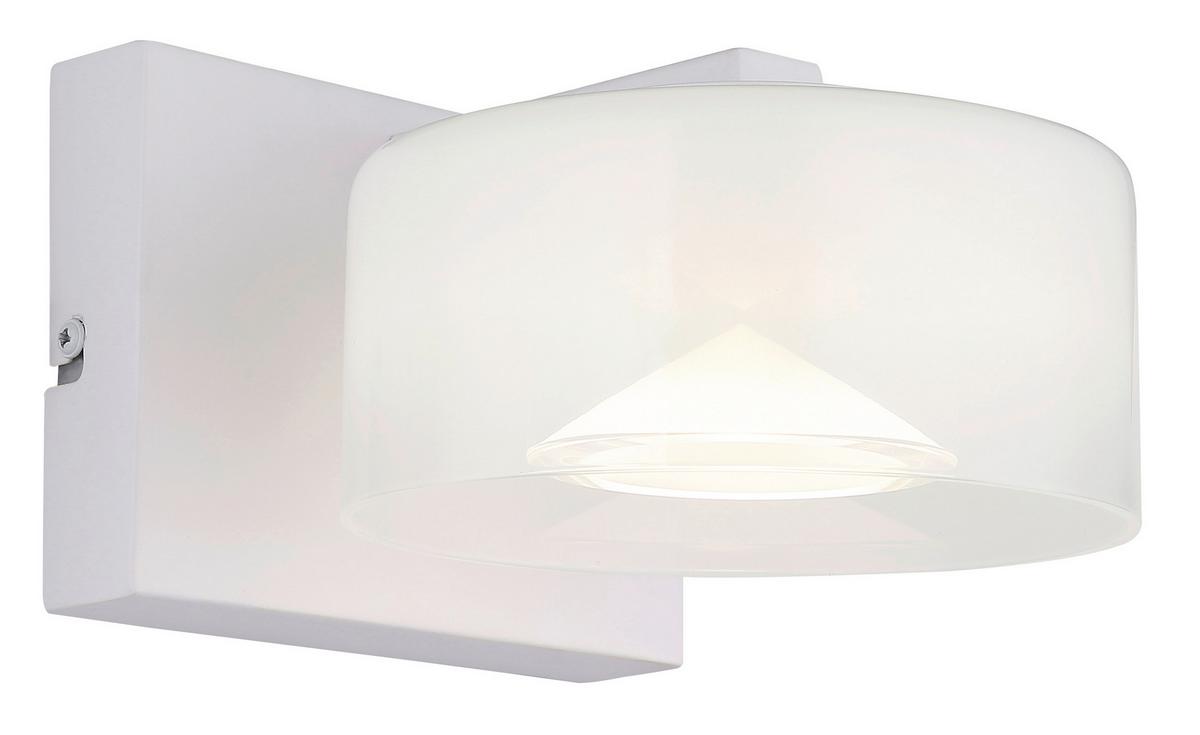 LED-Wandleuchte Belinda Klar Opal Weiß L: 15 cm - Klar/Opal, Design, Glas/Kunststoff (15/19,5/11cm) - Globo