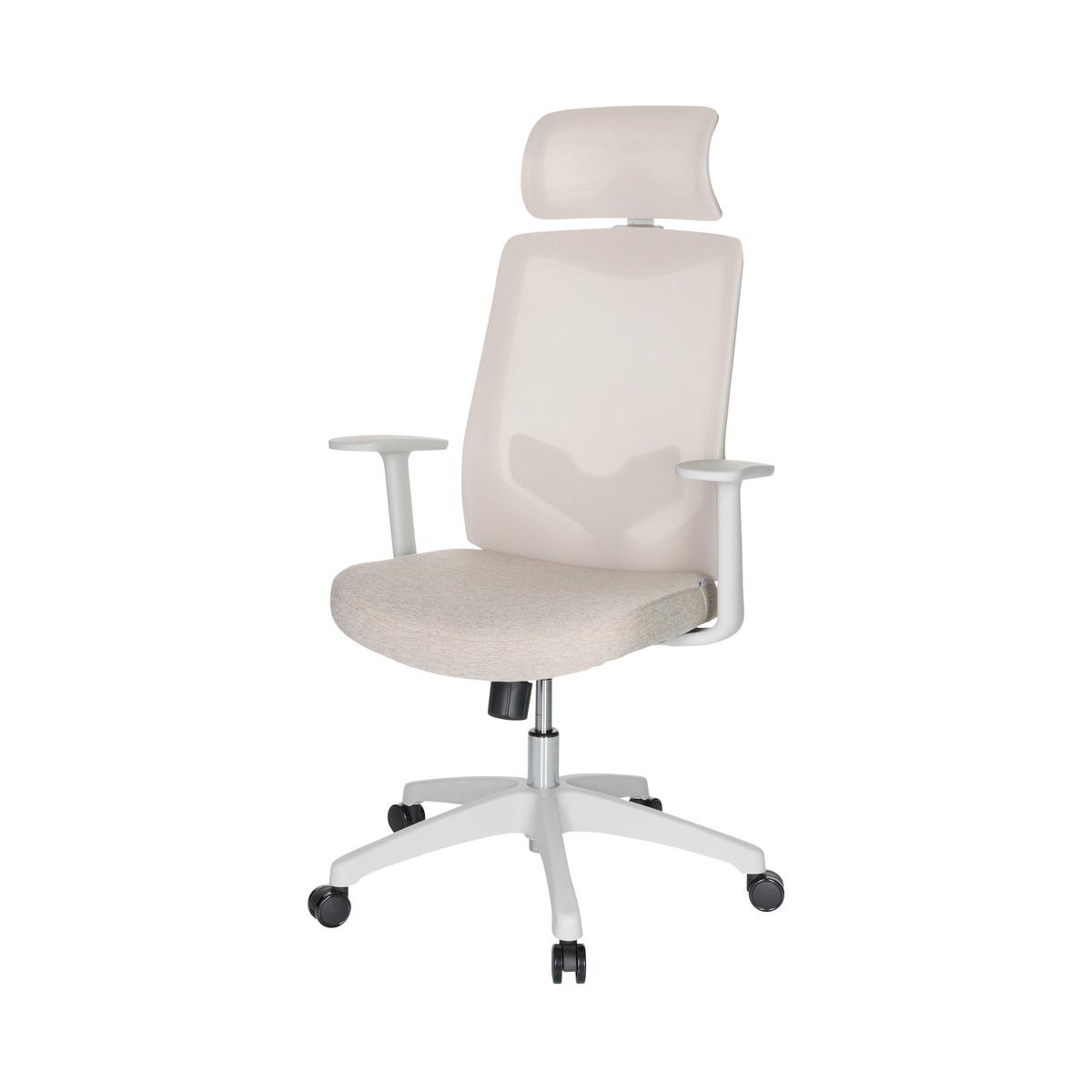 Bürostuhl Mikeo Hellgau/ Beige Bis 120 Kg - Beige/Hellgrau, Basics, Kunststoff/Textil (69/115/68cm) - MID.YOU