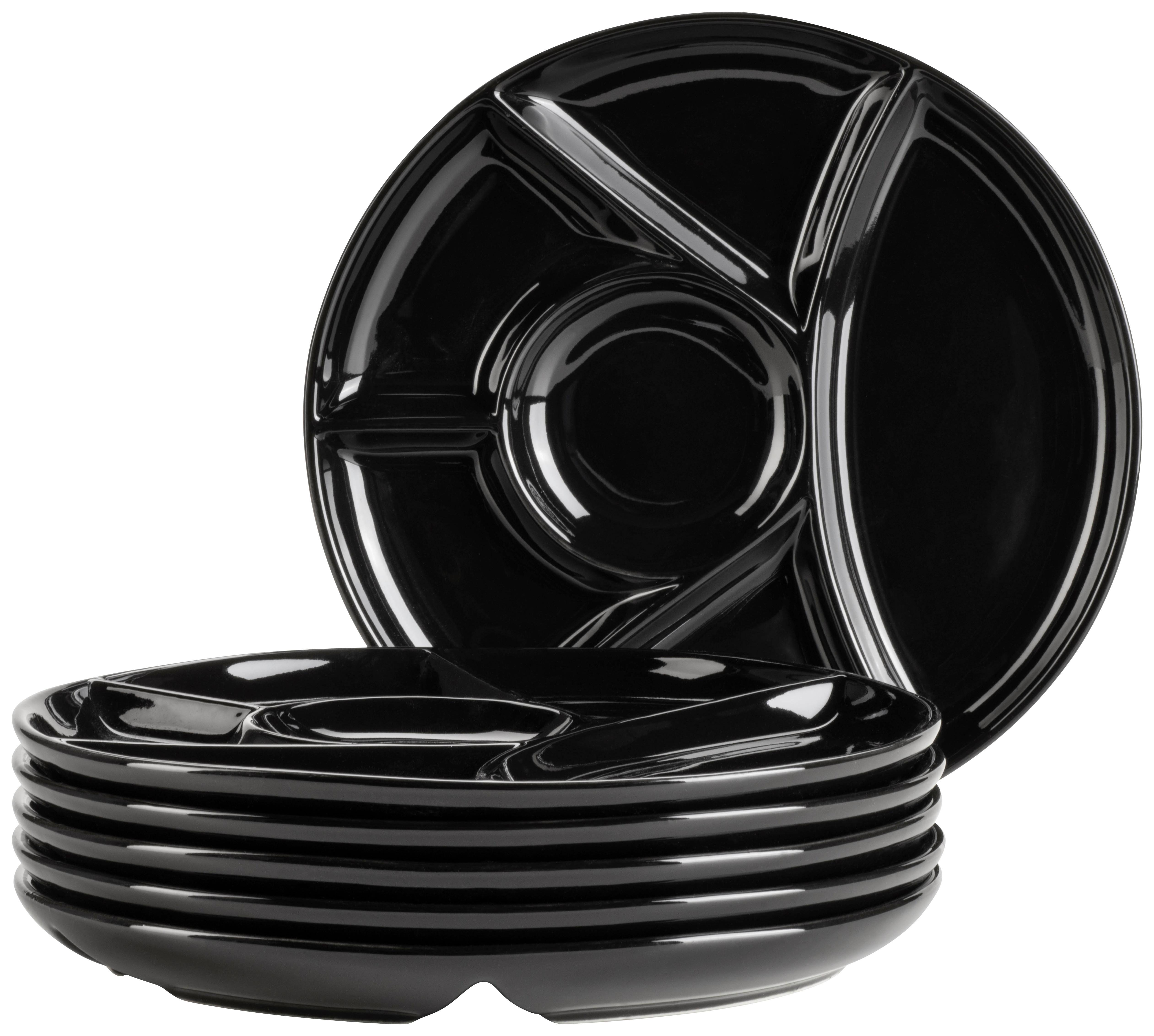 Tellerset Schwarz, 6-Teilig - Schwarz, Trend, Keramik (22cm) - Mäser