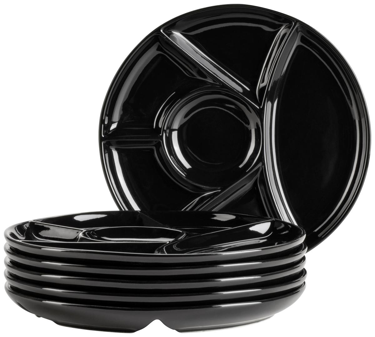 Tellerset Schwarz, 6-teilig - Schwarz, Trend, Keramik (22cm) - Mäser