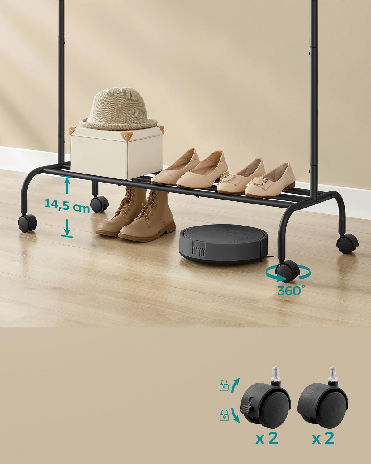 Kleiderwagen Schwarz B: 103,5 Cm - Schwarz, Basics, Kunststoff/Metall (103,5/155/41cm)