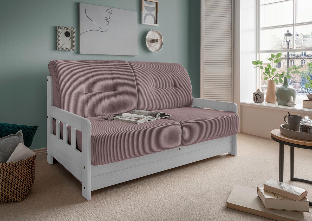 Schlafsofa Camino Weiß/Rosa B: 154 cm - Weiß/Rosa, MODERN, Holz/Textil (154/88/90cm) - Livetastic