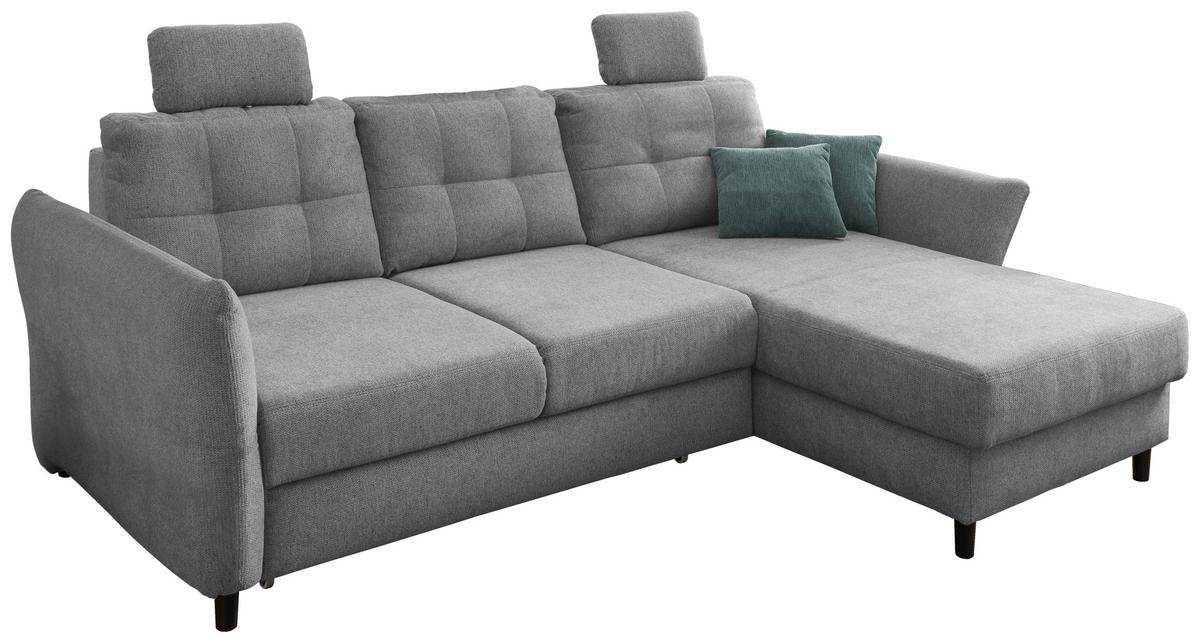 Ecksofa Brizzini Silberfarben S: 250-280/176 Cm - Mintgrau/Silberfarben, MODERN, Holz/Textil (250-280/176cm) - Livetastic