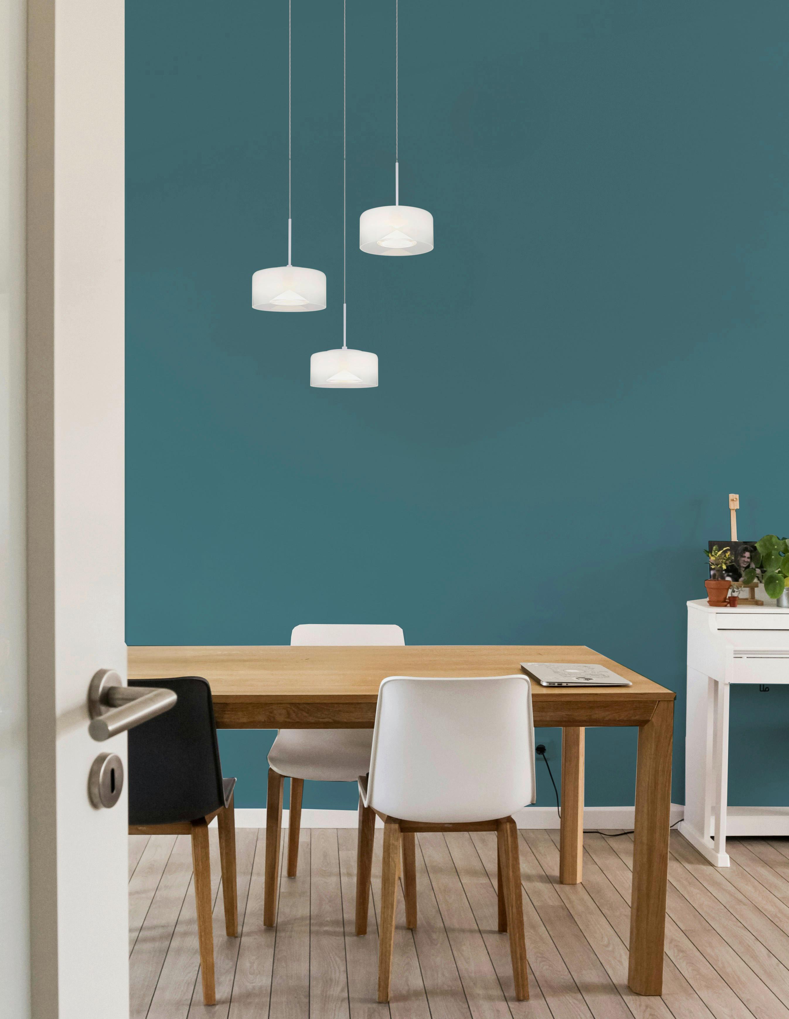 LED-Hängeleuchte Belinda Klar Opal Weiß D: 40 cm - Klar/Opal, Design, Glas/Kunststoff (40/150cm) - Globo