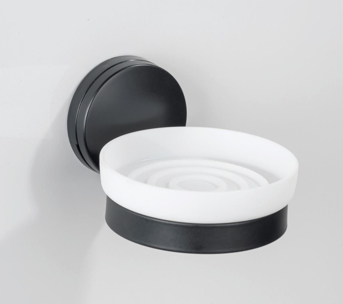 Seifenschale Static Loc Plus Pavia 24897100 - Schwarz/Weiß, MODERN, Metall (10/6,5/12cm) - Wenko