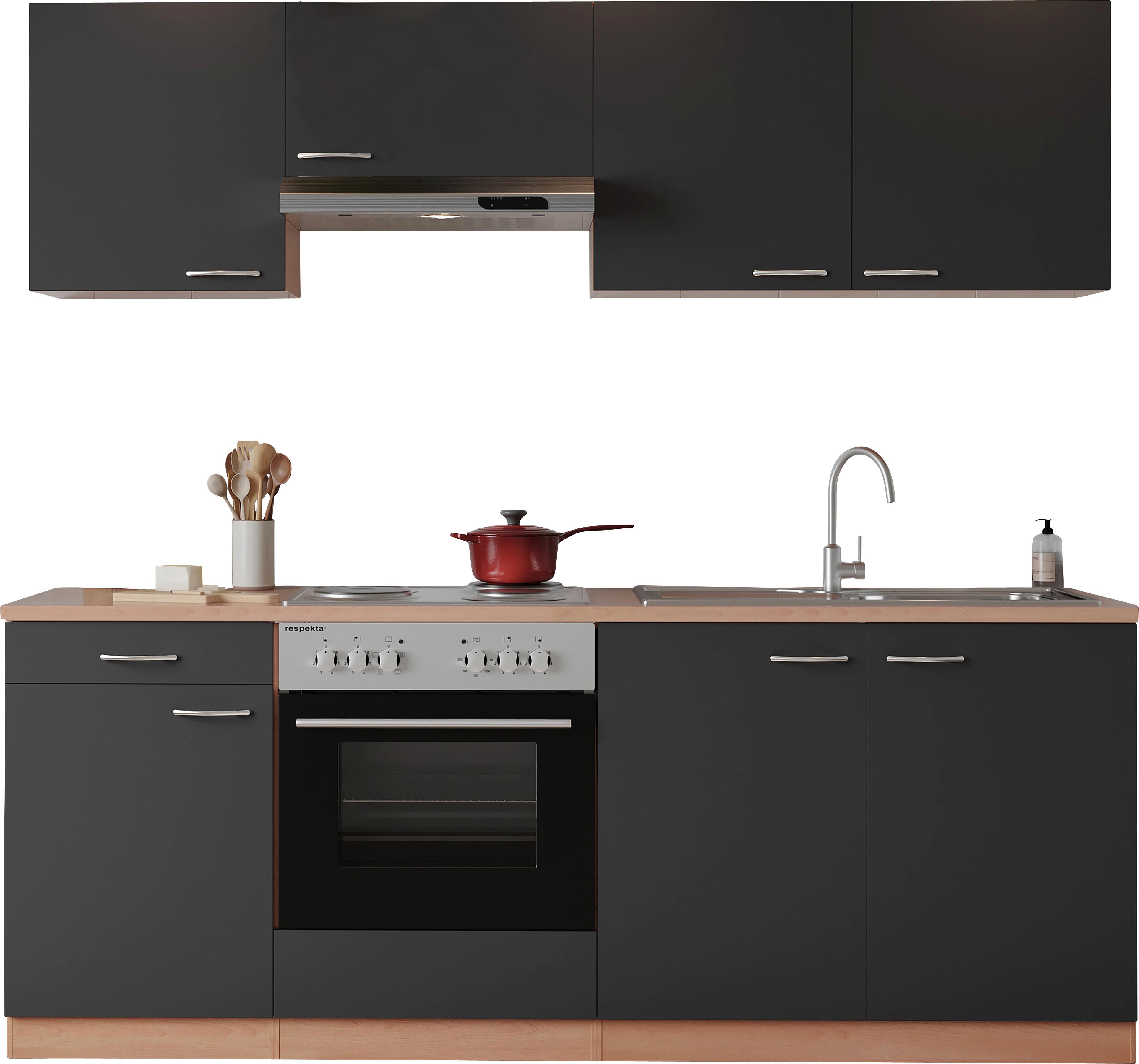 Küchenblock Gerda Küchenblock 210 cm - Buchefarben/Grau, Basics, Holzwerkstoff (210cm) - Respekta