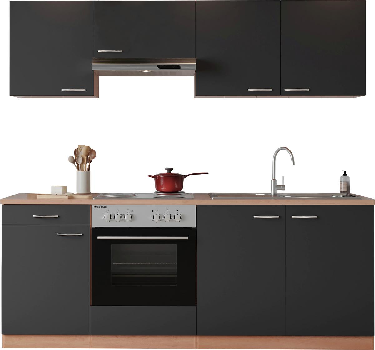 Küchenblock Gerda Küchenblock 210 cm - Buchefarben/Grau, Basics, Holzwerkstoff (210cm) - Respekta