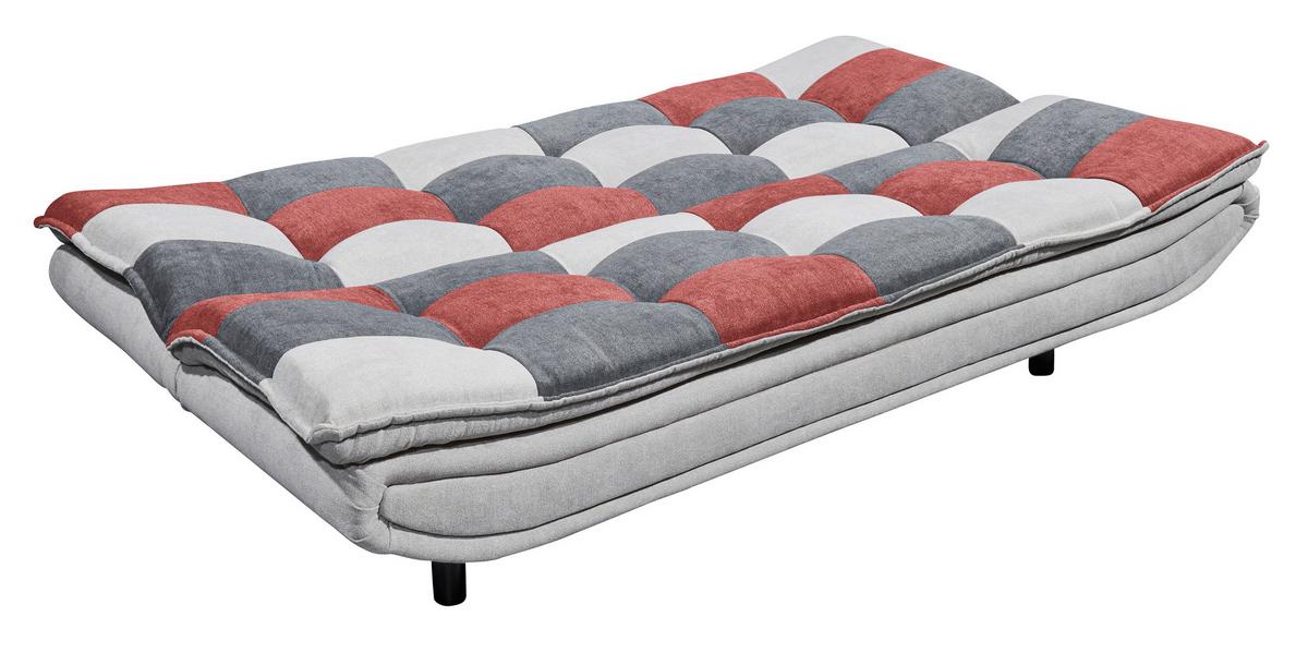 2-Sitzer-Sofa mit Schlaffunkt. + Bettkasten Patch Grau/Beere - Beere/Dunkelgrau, Basics, Holzwerkstoff/Textil (188/90/89cm) - MID.YOU