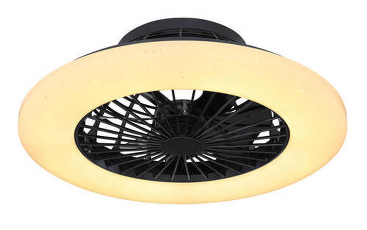Deckenventilator Opal/schwarz Led-Leuchte Fernbedienung - Opal/Schwarz, Basics, Kunststoff/Metall (52,5/17,5cm) - Globo