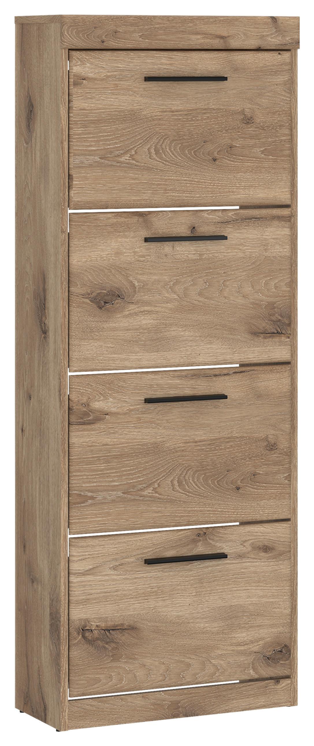 Schuhschrank Grano Eichefarben B: 53,9 cm - Eichefarben/Schwarz, Trend, Holzwerkstoff (53,9/149,7/30,4cm)