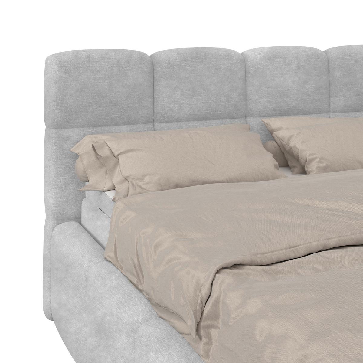 Polsterbett Noe Hellgrau 140x200 cm - Hellgrau/Schwarz, Trend, Textil/Metall (140/200cm)