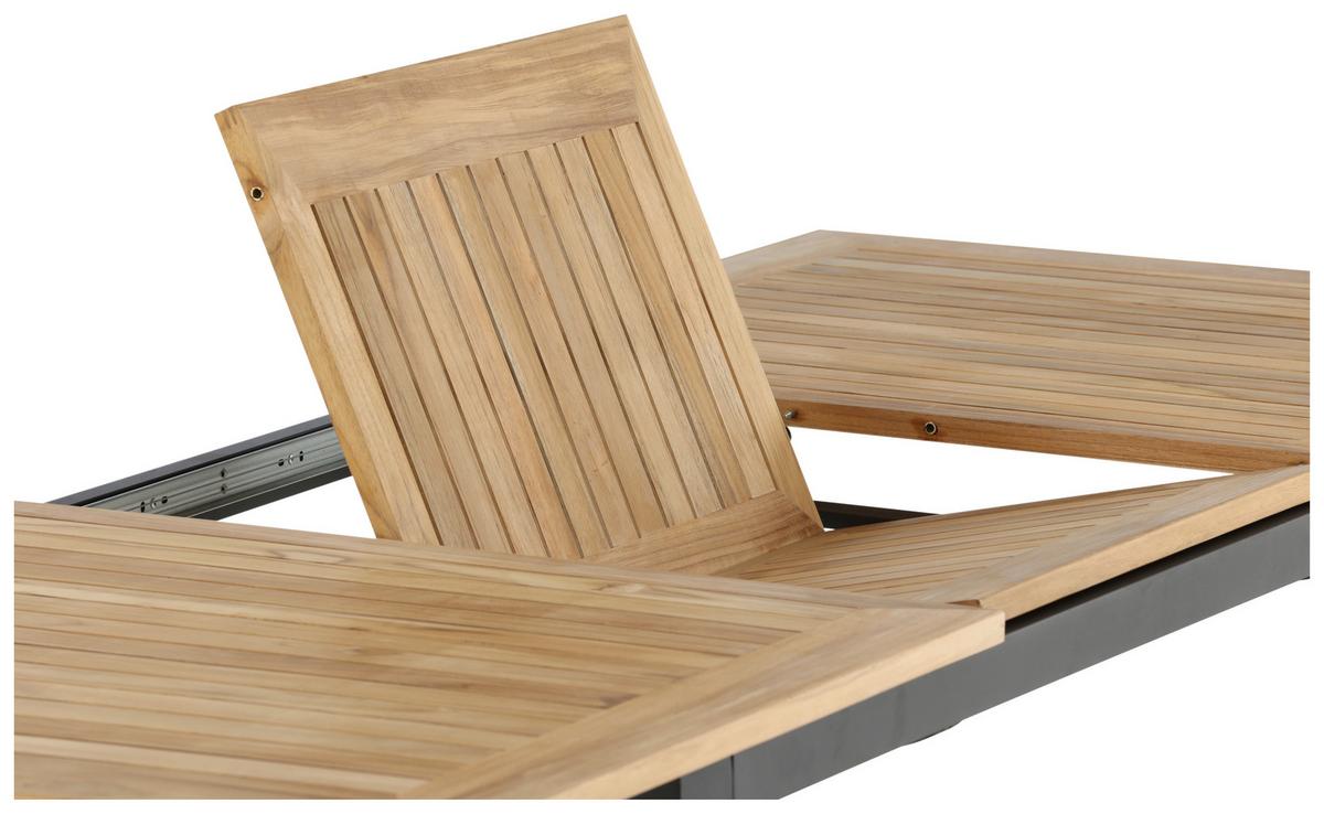 Gartentisch Panama Teakholz/Metall L 210 cm - Schwarz/Teakfarben, KONVENTIONELL, Holz/Metall (210/90/75cm) - Gardenson