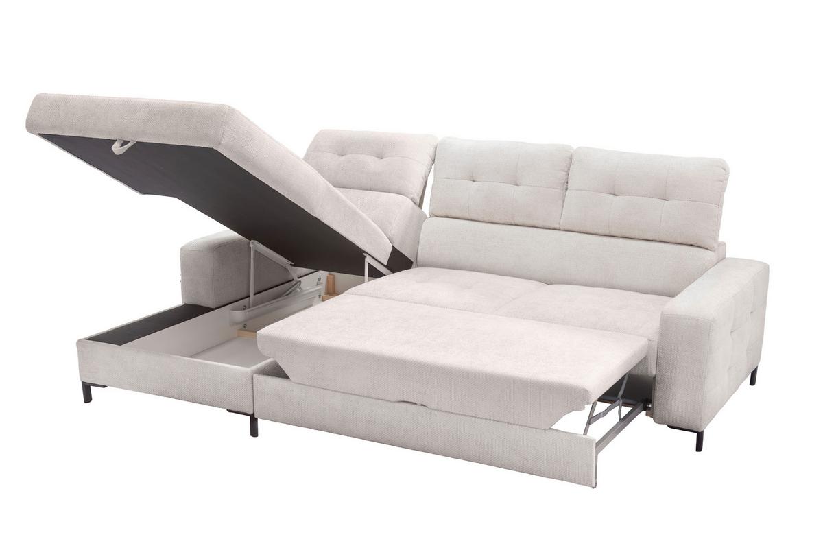 Ecksofa Bonito Beige, Schenkel: 176x255 cm - Beige/Schwarz, Design, Textil (176/260cm) - Livetastic