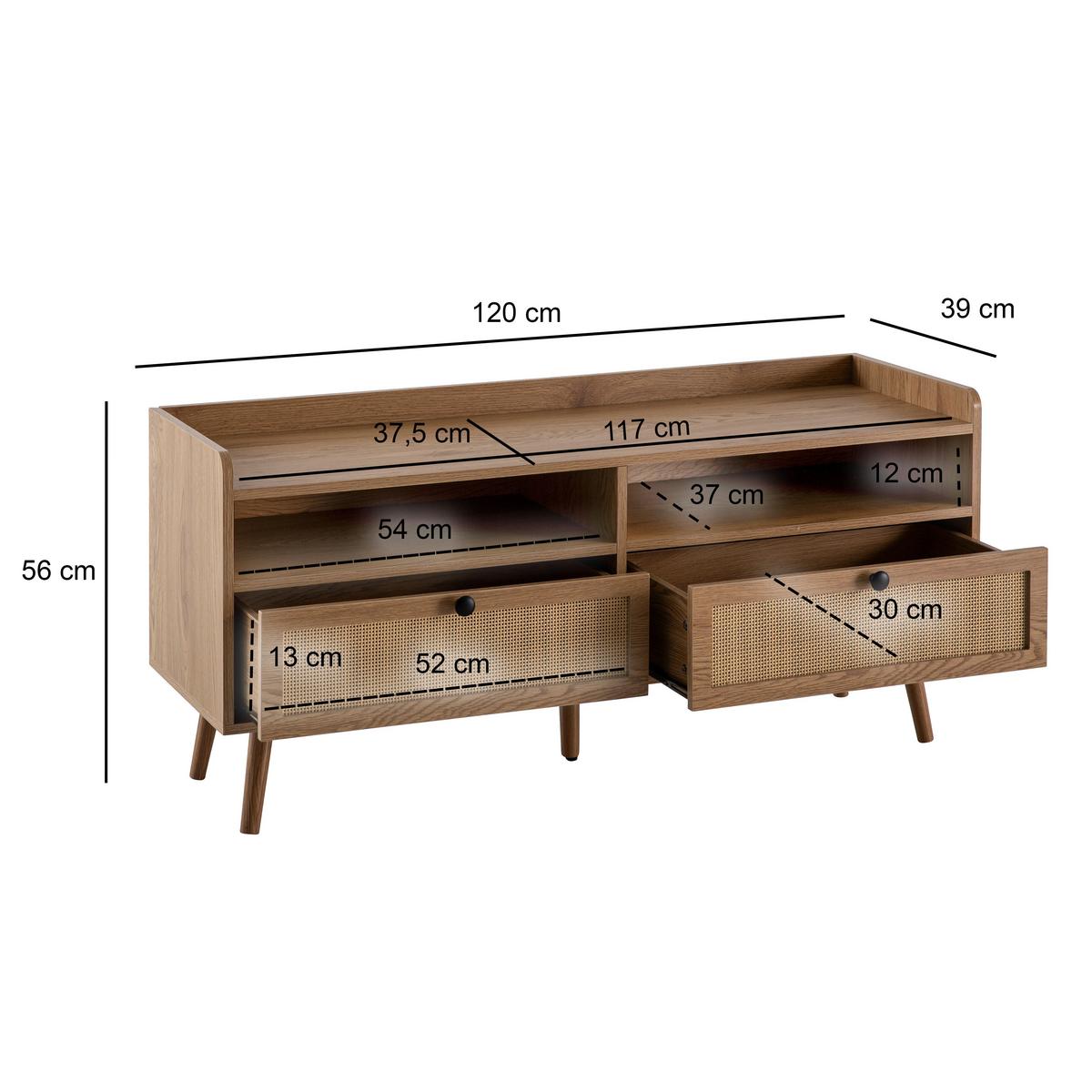 Lowboard Eichefarben Dekor B: 120 cm - Eichefarben, Design, Holzwerkstoff (120/56/39cm) - MID.YOU