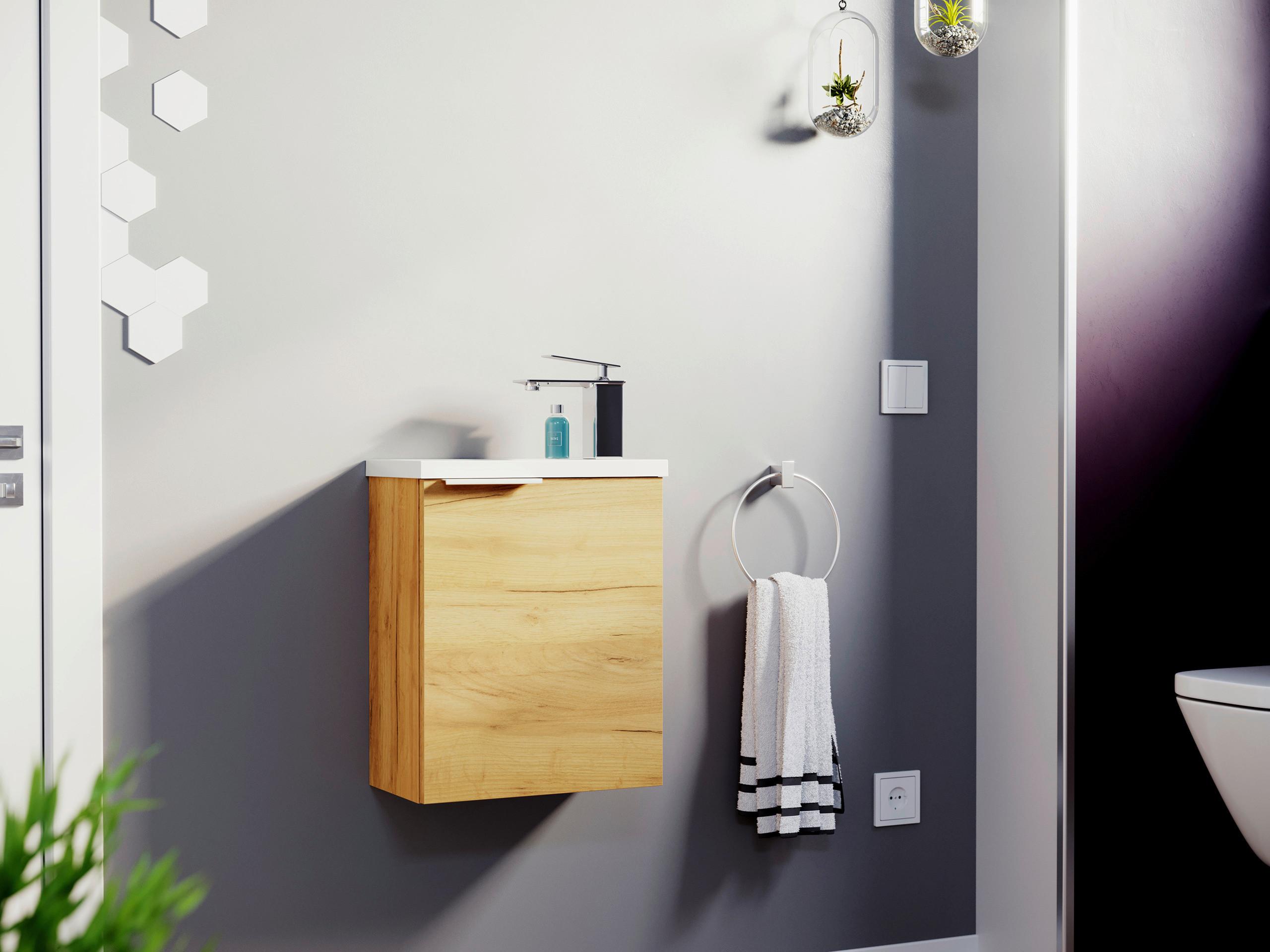 Gästebad Pieni Eiche Dekor B: 40 cm - Eichefarben, MODERN, Holzwerkstoff/Stein (40cm) - MID.YOU