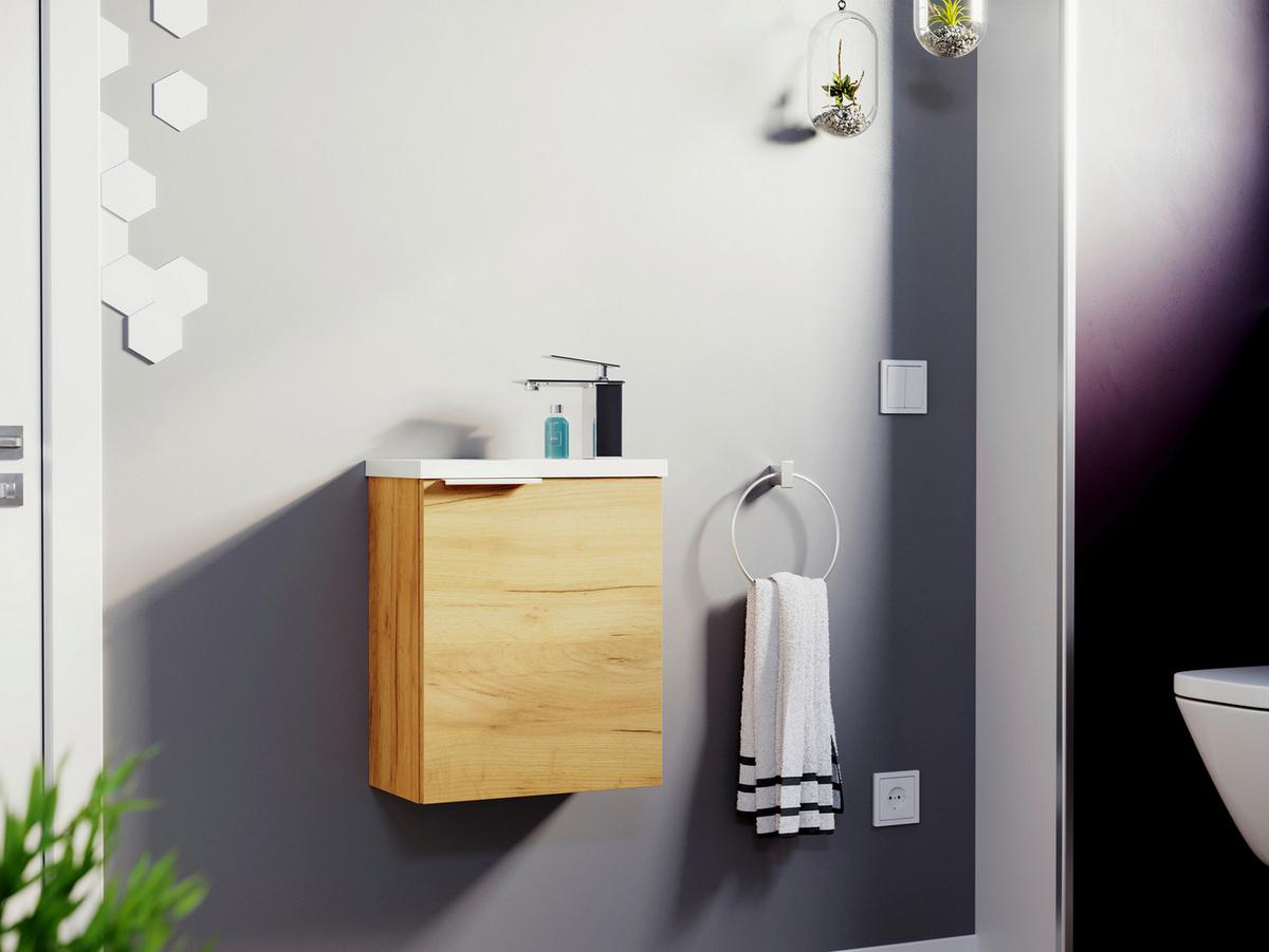 Gästebad Pieni Eiche Dekor B: 40 cm - Eichefarben, MODERN, Holzwerkstoff/Stein (40cm) - MID.YOU