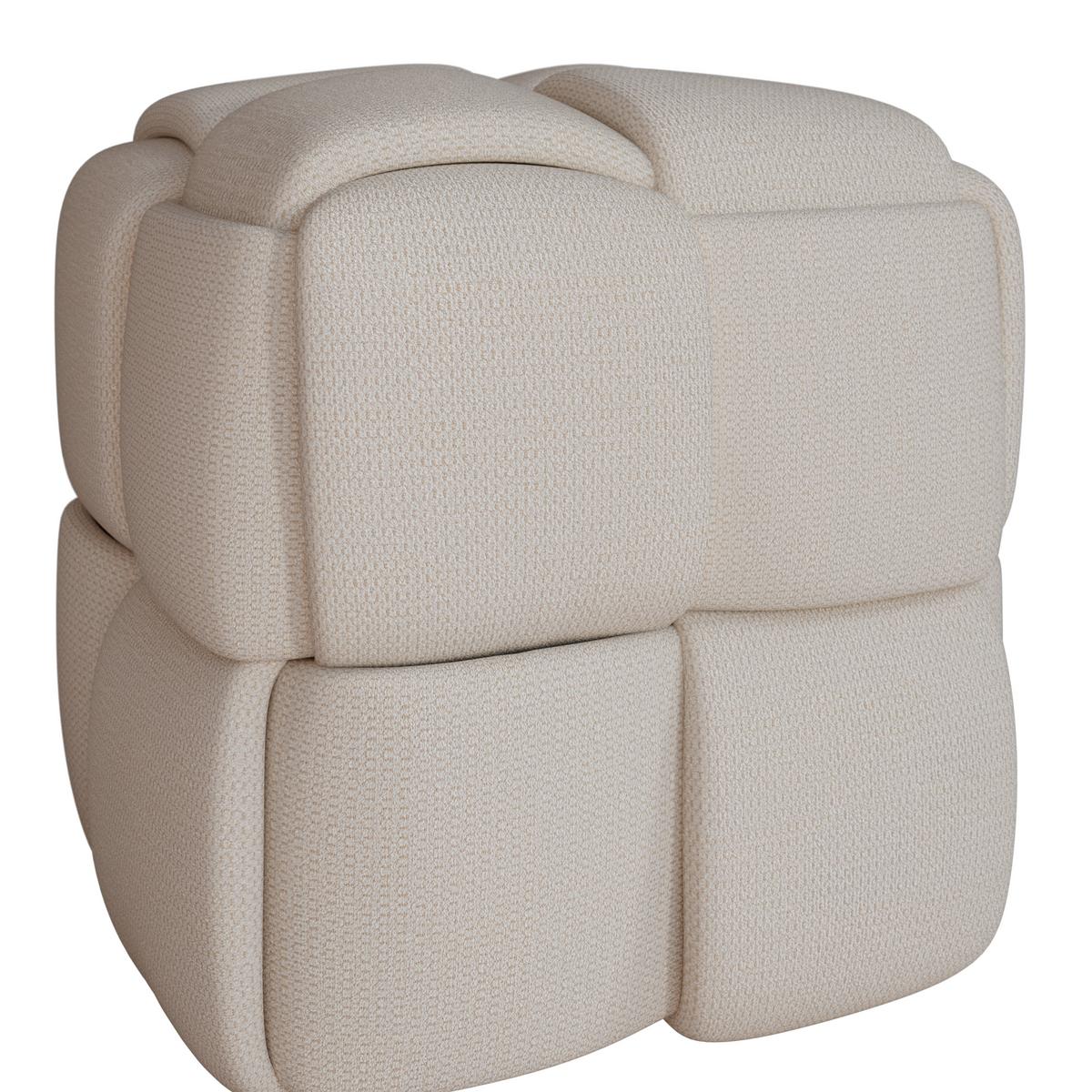 Taburet ELLA tmavě šedá bouclé - černá/tmavě šedá, Moderní, dřevo/textil (45/45/45cm) - Bessagi Home