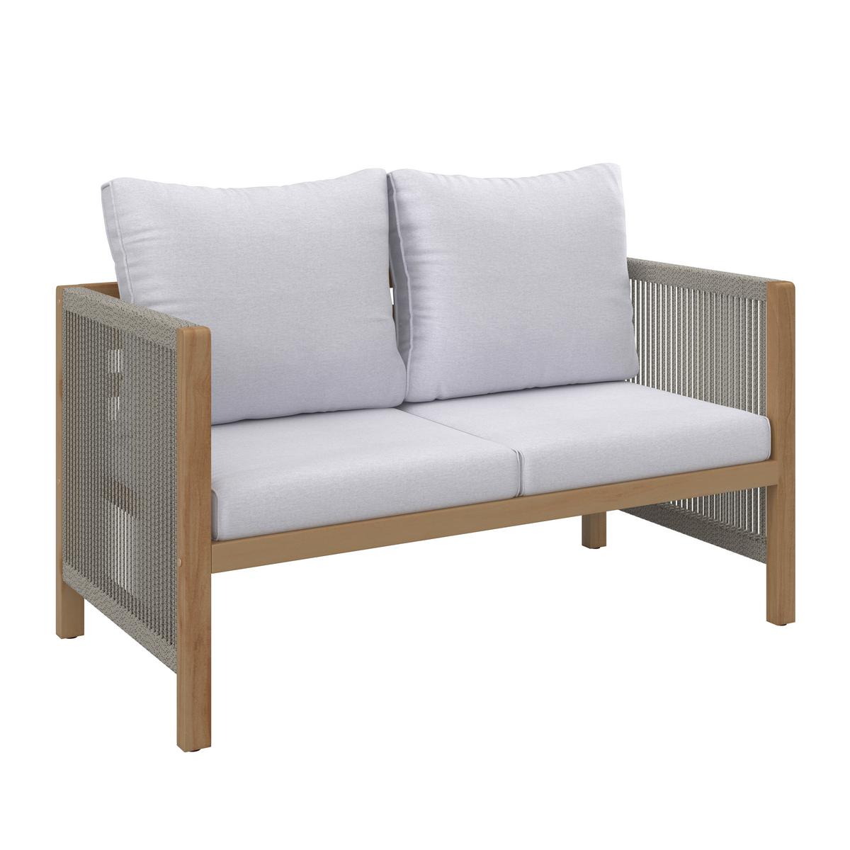 TERASOVÁ SEDACÍ SOUPRAVA EFFIE - světle šedá, Moderní, dřevo/textil (124/64,5/63,5cm) - Bessagi Garden