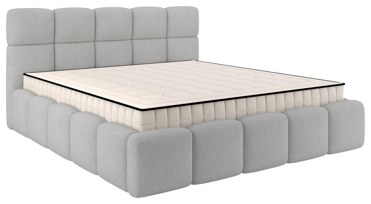 Polsterbett Cloudy mit Matratze Silberfarben, Lf: 160x200 cm - Silberfarben, Trend, Holz/Holzwerkstoff (160/200cm) - Luca Bessoni