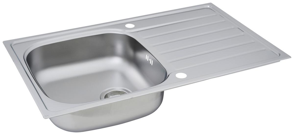 Spüle Respekta Edelstahl Bxt: 86x50 cm - Edelstahlfarben, Trend, Metall (86/17,5/50cm) - Respekta