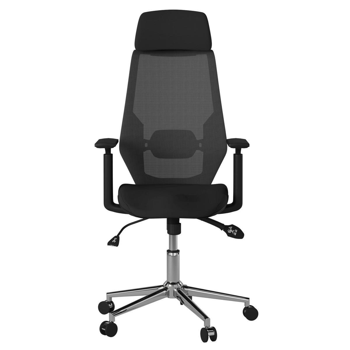 Drehstuhl Clifton Schwarz B: 65 cm - Chromfarben/Schwarz, Design, Kunststoff/Textil (65/122/55cm) - MID.YOU