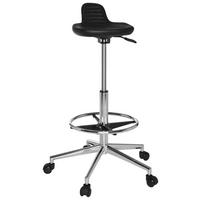 Bürohocker Top Work 03 Schwarz Bis 100kg - Chromfarben/Schwarz, MODERN, Kunststoff/Metall (32/74/35cm) - MID.YOU