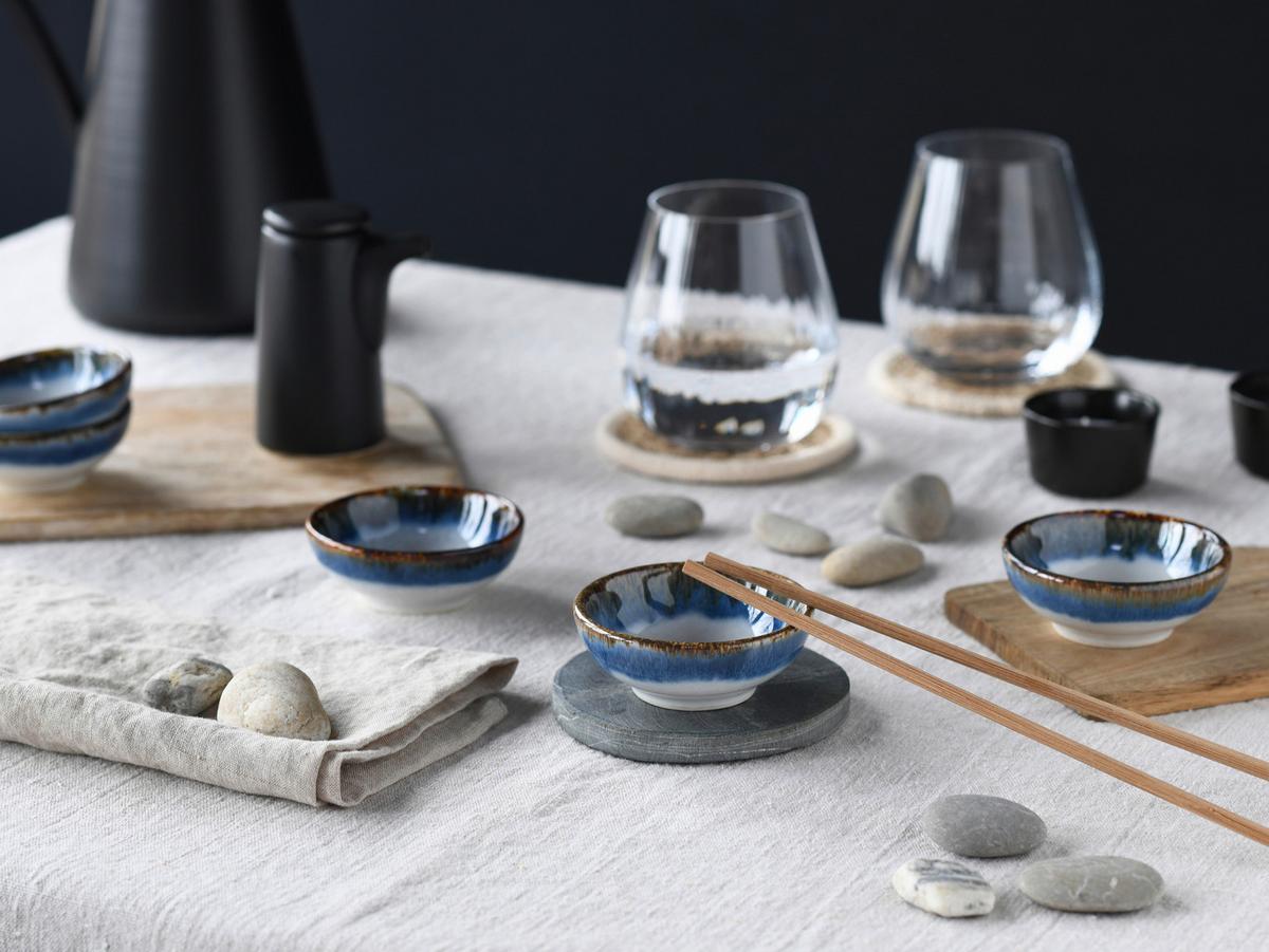Dipschalenset 6 -teilig. Cascade Steinzeug: Weiß/graublau - Graublau/Weiß, Design, Keramik - Creatable