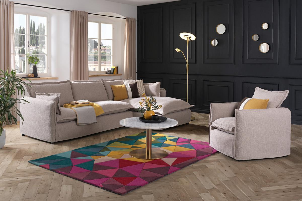 Ecksofa Toscana - Beige/Schwarz, Trend, Textil (295/165cm) - Livetastic