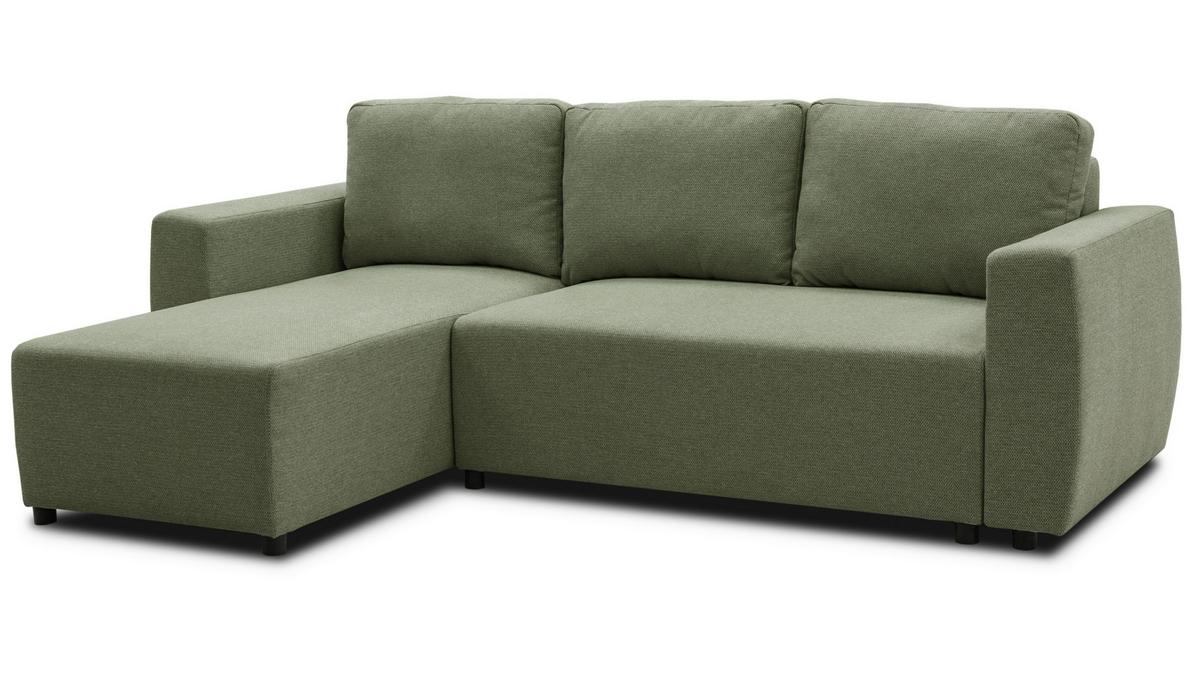 Ecksofa Pharell - Schwarz/Olivgrün, Basics, Textil (155/230cm) - Livetastic