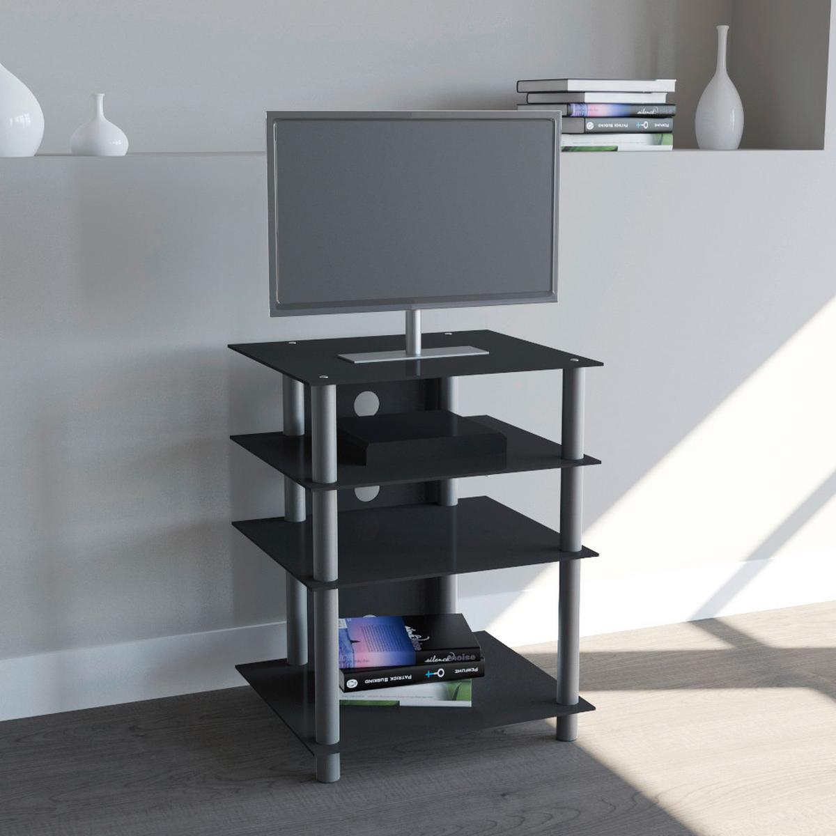 Phonotisch Bilus B: 54 Cm Schwarz/silberfarben - Silberfarben/Schwarz, KONVENTIONELL, Glas/Metall (54/70/47cm) - MID.YOU