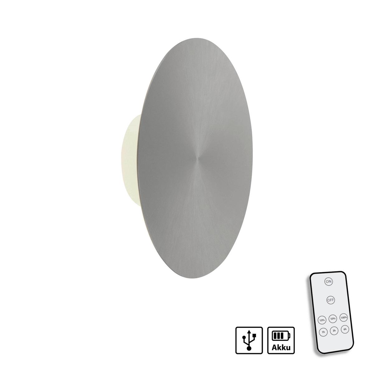 Akku-Wandleuchte Puntua Grau D: 25 cm - Grau, Design, Kunststoff/Metall (25/6,5cm) - Paul Neuhaus