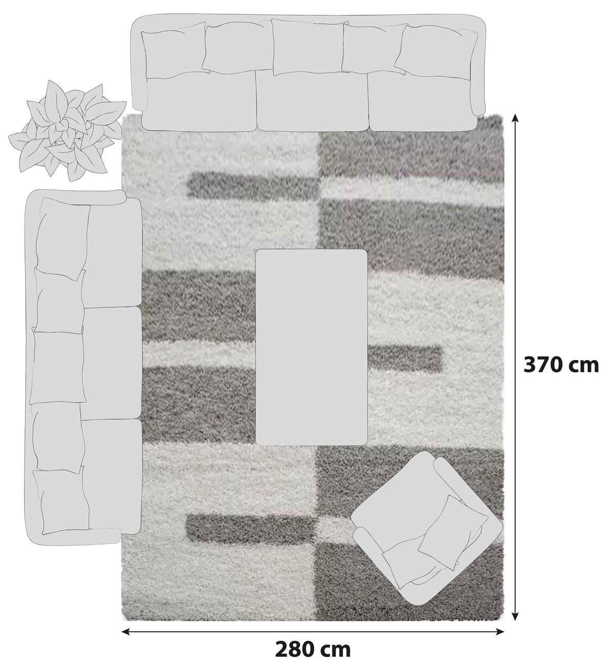 Hochflor Teppich Beige Gala 280x370 cm - Beige, Design, Textil (280/370cm)