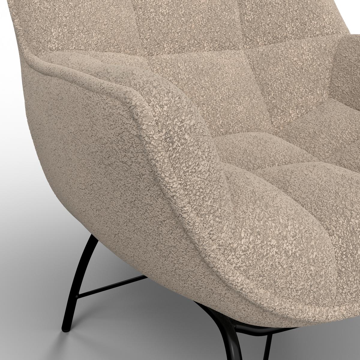 Relaxační křeslo ROBIN, béžová barva - černá/béžová, Moderní, kov/textil (72/78/81cm) - Bessagi Home