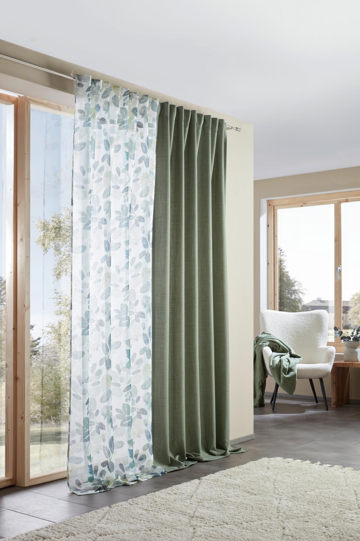 HOTOVÝ ZÁVES Leo, 135/255cm, zelená - olivovozelená, textil (135/255cm) - Premium Living